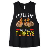 Thanksgiving Family Chillin With My Turkeys Women's Racerback Cropped Tank