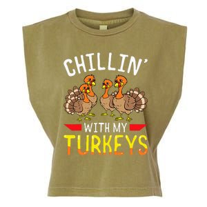 Thanksgiving Family Chillin With My Turkeys Garment-Dyed Women's Muscle Tee