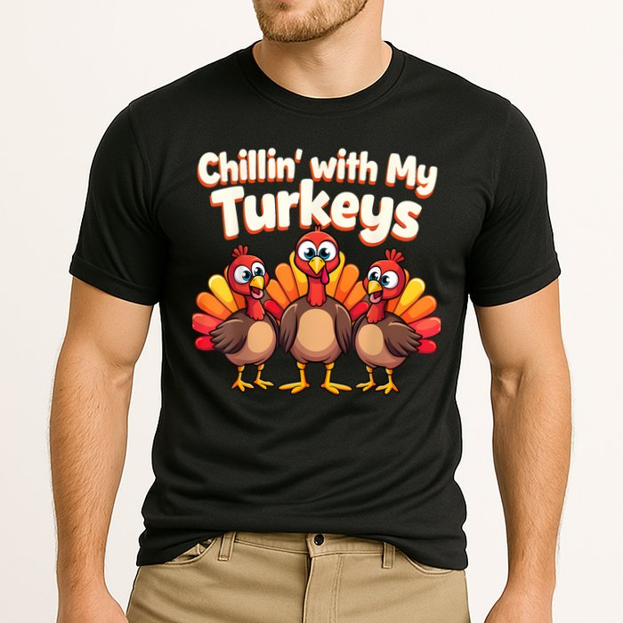 Thanksgiving Family Chillin With My Turkeys Cooling Performance Crew T-Shirt