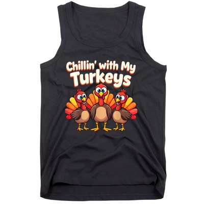 Thanksgiving Family Chillin With My Turkeys Tank Top