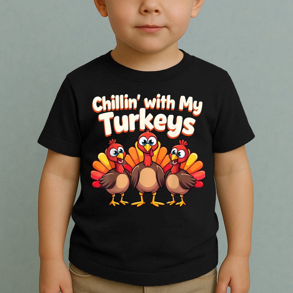Thanksgiving Family Chillin With My Turkeys Toddler T-Shirt