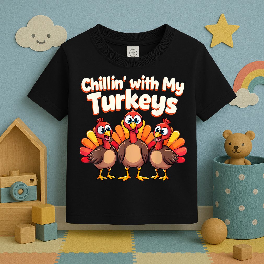 Thanksgiving Family Chillin With My Turkeys Toddler T-Shirt