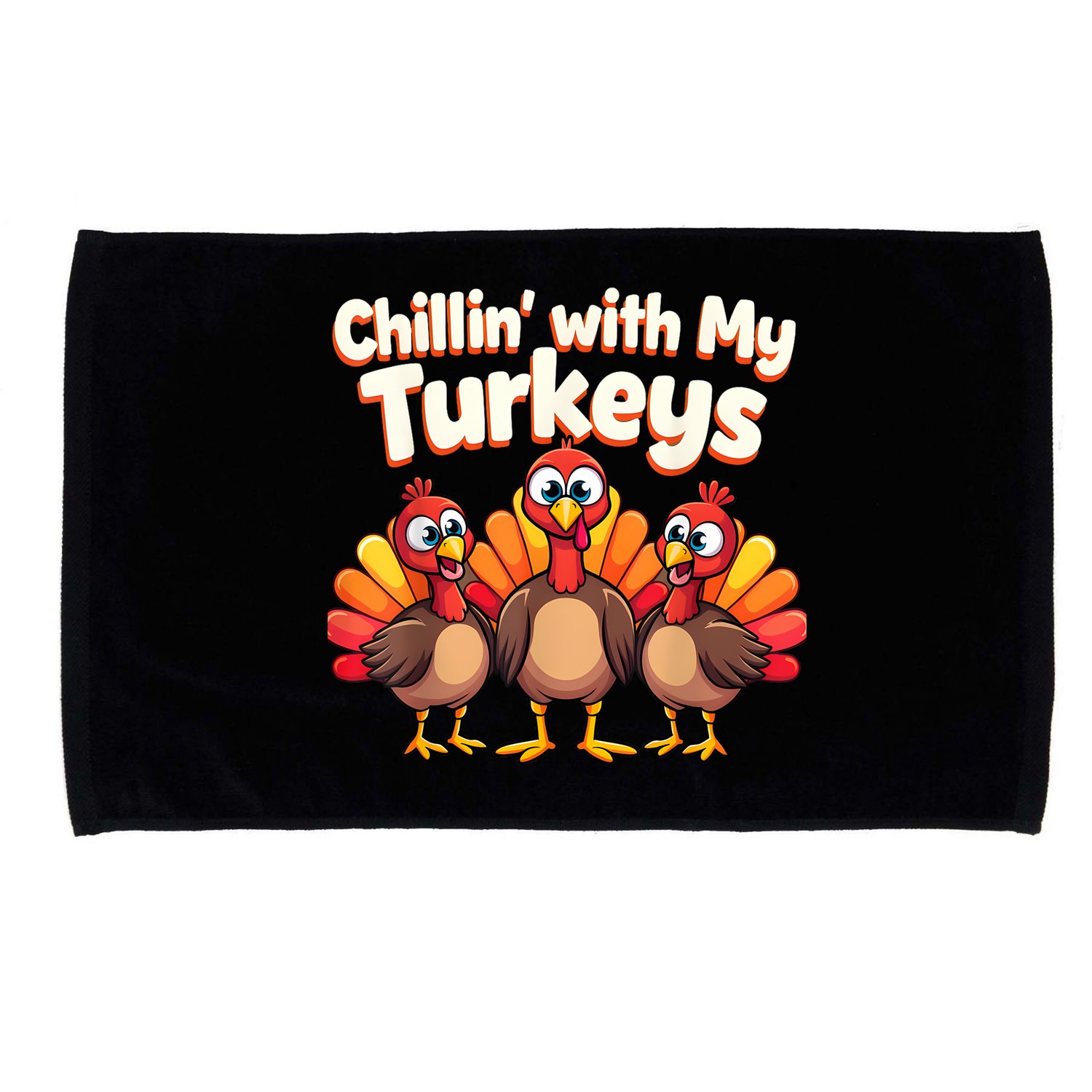 Thanksgiving Family Chillin With My Turkeys Microfiber Hand Towel