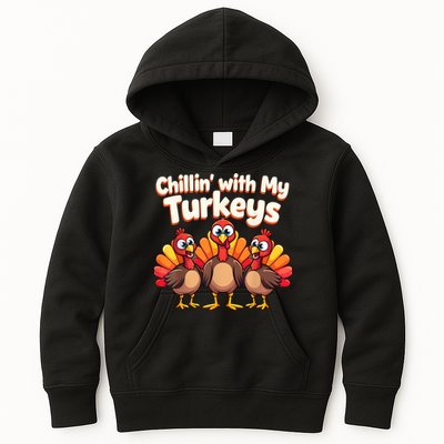 Thanksgiving Family Chillin With My Turkeys Kids Hoodie