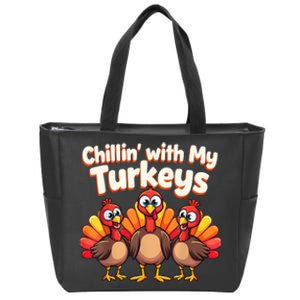 Thanksgiving Family Chillin With My Turkeys Zip Tote Bag