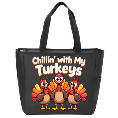 Thanksgiving Family Chillin With My Turkeys Zip Tote Bag