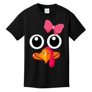 Turkey Face Cute Thanksgiving Gift For Girls Kids T-Shirt