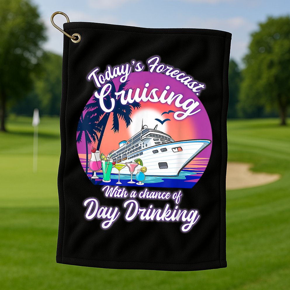Today's Forecast Cruising With A Chance Of Drinking Cruise Golf Towel