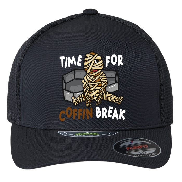 Time For Coffin Break Zombie Funny Flexfit Unipanel Trucker Cap