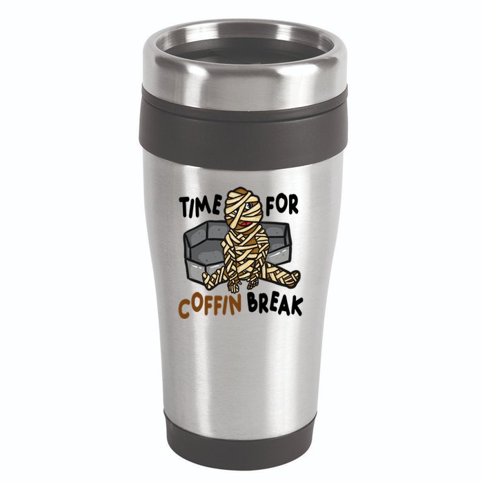 Time For Coffin Break Zombie Funny 16oz Travel Tumbler