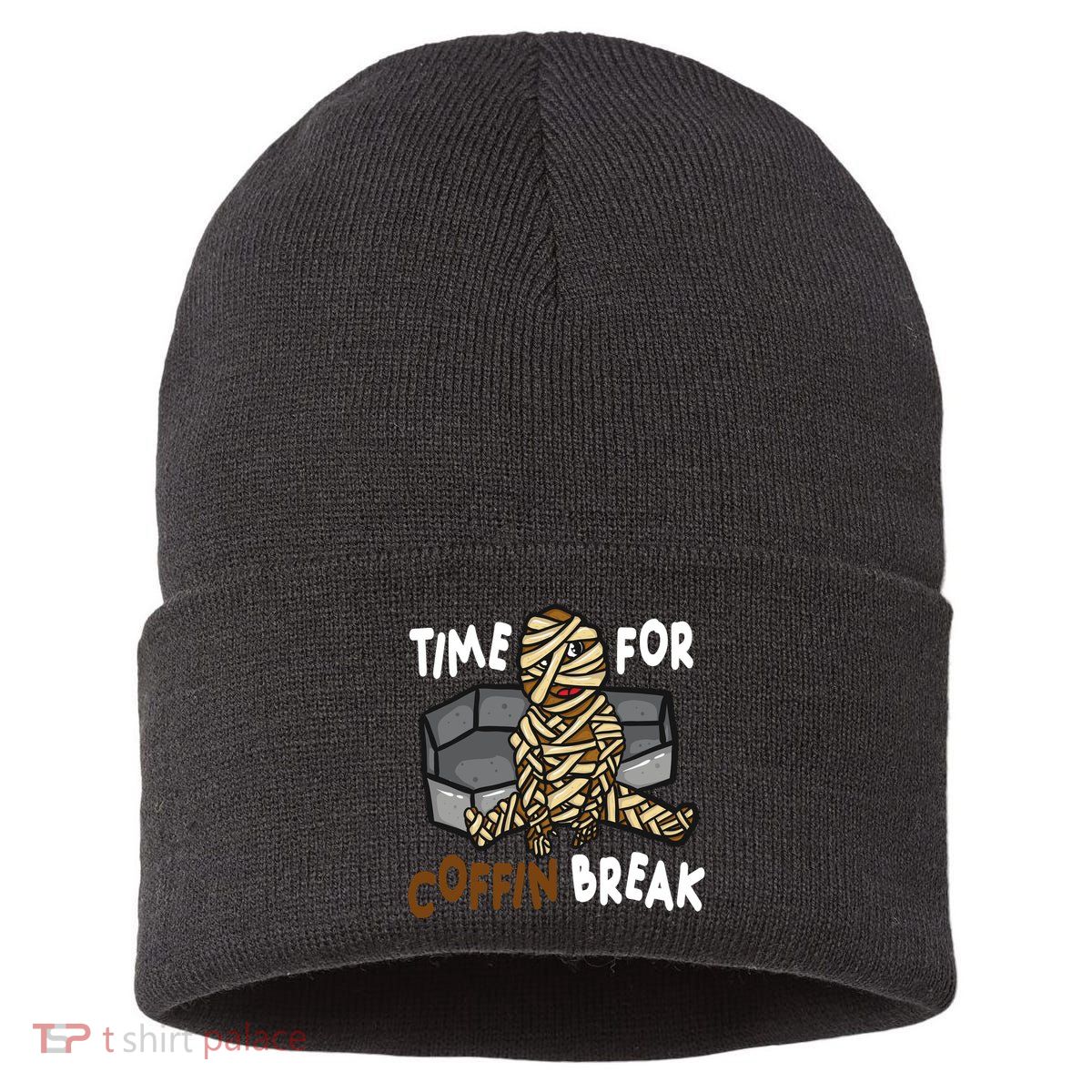 Time For Coffin Break Zombie Funny Sustainable Knit Beanie
