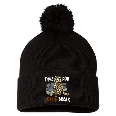 Time For Coffin Break Zombie Funny Pom Pom 12in Knit Beanie