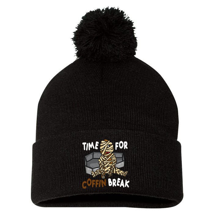 Time For Coffin Break Zombie Funny Pom Pom 12in Knit Beanie