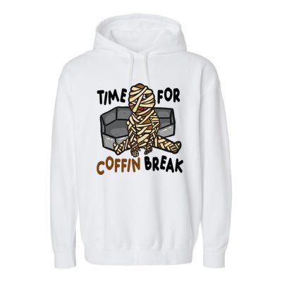 Time For Coffin Break Zombie Funny Garment-Dyed Fleece Hoodie