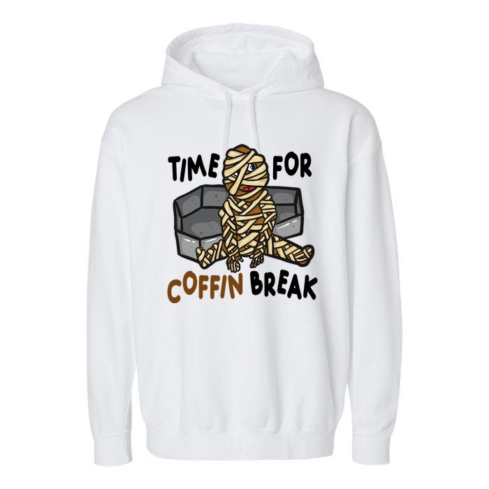 Time For Coffin Break Zombie Funny Garment-Dyed Fleece Hoodie