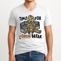 Time For Coffin Break Zombie Funny V-Neck T-Shirt