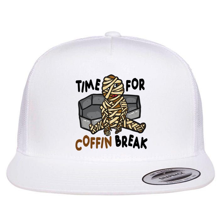 Time For Coffin Break Zombie Funny Flat Bill Trucker Hat