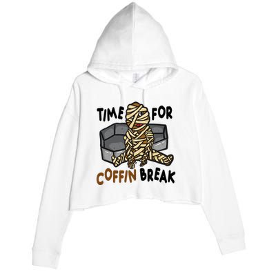 Time For Coffin Break Zombie Funny Crop Fleece Hoodie