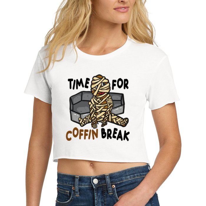 Time For Coffin Break Zombie Funny Crop Top