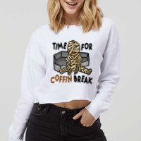 Time For Coffin Break Zombie Funny Cropped Pullover Crew