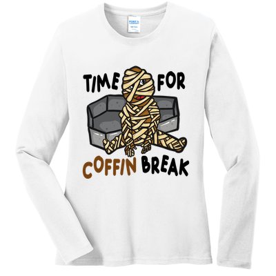 Time For Coffin Break Zombie Funny Ladies Long Sleeve Shirt