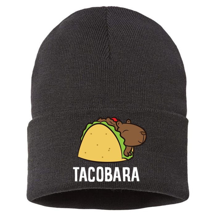 Tacobara Funny Capybara Tacos Sustainable Knit Beanie