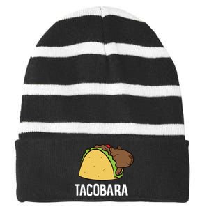 Tacobara Funny Capybara Tacos Striped Beanie with Solid Band