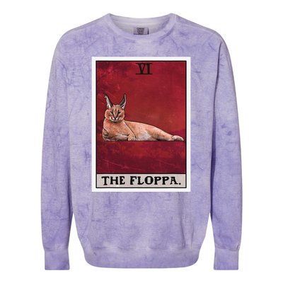 The Floppa Caracal Cat Tarot Card Funny Meme Colorblast Crewneck Sweatshirt