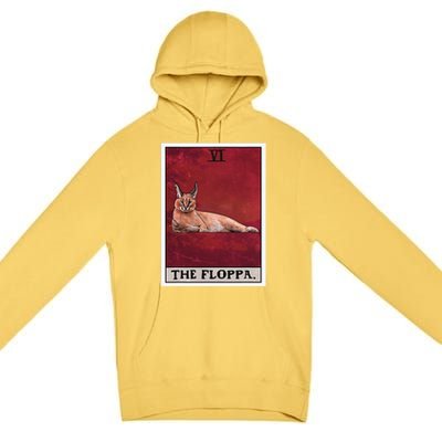 The Floppa Caracal Cat Tarot Card Funny Meme Premium Pullover Hoodie