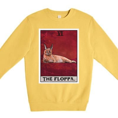 The Floppa Caracal Cat Tarot Card Funny Meme Premium Crewneck Sweatshirt