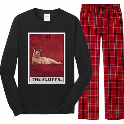 The Floppa Caracal Cat Tarot Card Funny Meme Long Sleeve Pajama Set