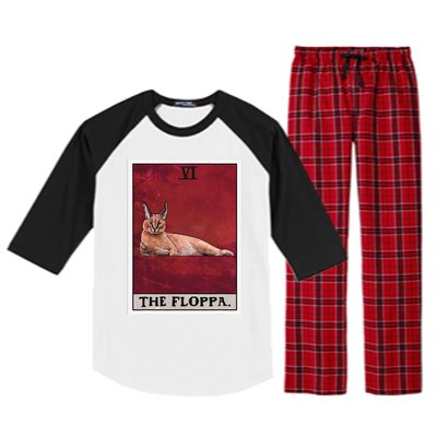 The Floppa Caracal Cat Tarot Card Funny Meme Raglan Sleeve Pajama Set