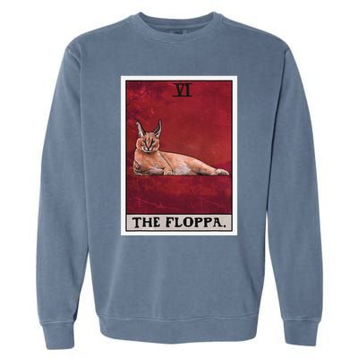 The Floppa Caracal Cat Tarot Card Funny Meme Garment-Dyed Sweatshirt