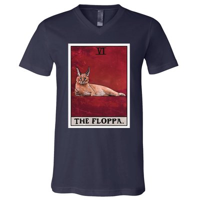 The Floppa Caracal Cat Tarot Card Funny Meme V-Neck T-Shirt