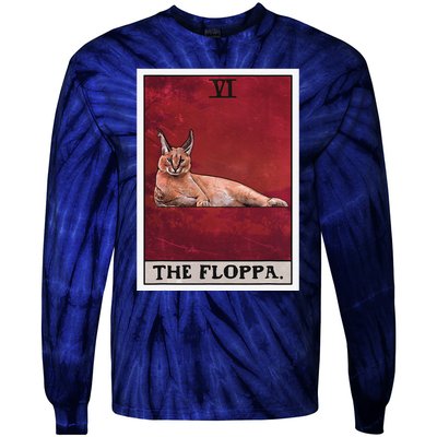 The Floppa Caracal Cat Tarot Card Funny Meme Tie-Dye Long Sleeve Shirt