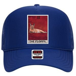 The Floppa Caracal Cat Tarot Card Funny Meme High Crown Mesh Back Trucker Hat