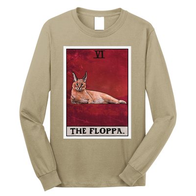 The Floppa Caracal Cat Tarot Card Funny Meme Long Sleeve Shirt