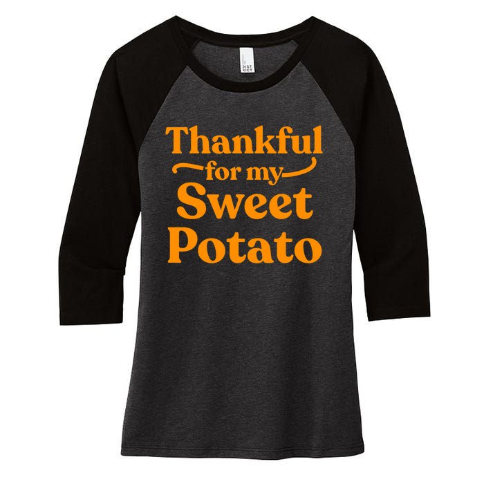 Thanksgiving For Couples Sweet Potato Yam Set Women's Tri-Blend 3/4-Sleeve Raglan Shirt