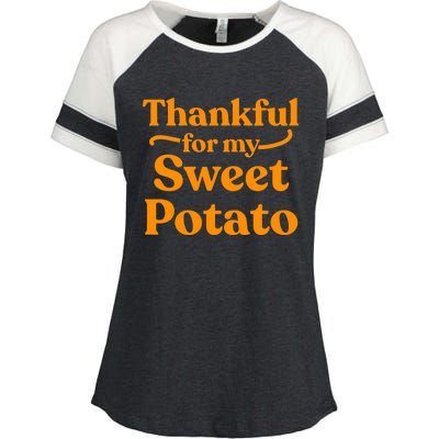 Thanksgiving For Couples Sweet Potato Yam Set Enza Ladies Jersey Colorblock Tee