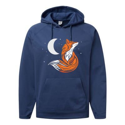 Tribal Fox Camper Zookeeper Wildlife Animal Lover Performance Fleece Hoodie