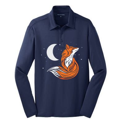 Tribal Fox Camper Zookeeper Wildlife Animal Lover Silk Touch Performance Long Sleeve Polo