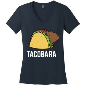 Tacobara Funny Capybara Tacos Women's V-Neck T-Shirt