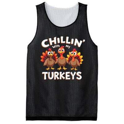 Thanksgiving Family Chillin With My Turkeys Mesh Reversible Basketball Jersey Tank