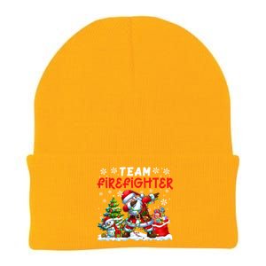 Team Firefighter Christmas Dabbing Snow Santa Proud Job Gift Knit Cap Winter Beanie