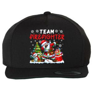 Team Firefighter Christmas Dabbing Snow Santa Proud Job Gift Wool Snapback Cap