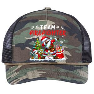 Team Firefighter Christmas Dabbing Snow Santa Proud Job Gift Retro Rope Trucker Hat Cap