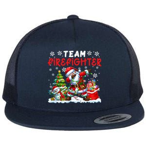 Team Firefighter Christmas Dabbing Snow Santa Proud Job Gift Flat Bill Trucker Hat