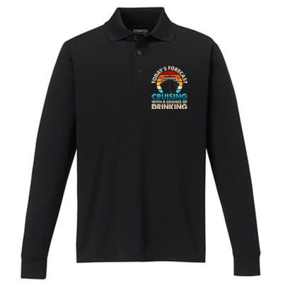 Today's Forecast Cruising With A Chance Of Drinking Cruise Performance Long Sleeve Polo