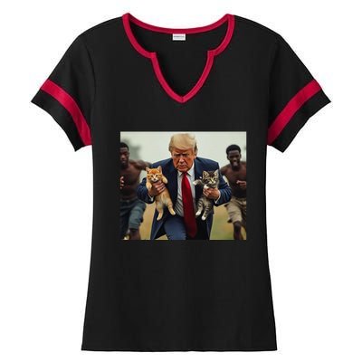 Trump For Cats Ladies Halftime Notch Neck Tee