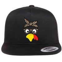 Turkey Face Cheetah Cute Thanksgiving Flatbill Hat